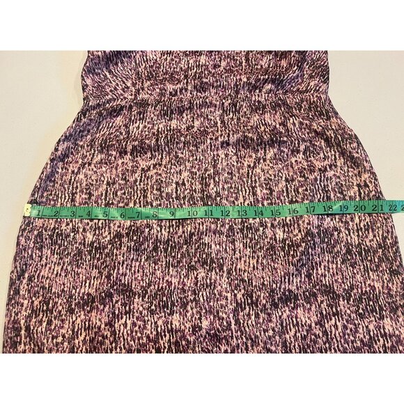 Banana Republic 100%Silk Sheath Dress Fully Lined Gathered Shoulder Purple 12 - Picture 7 of 10